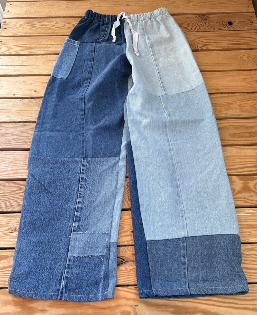 ARC American recycled Clothing NWT Women’s Patchwork Wide Leg Jeans Sz S Blue M4